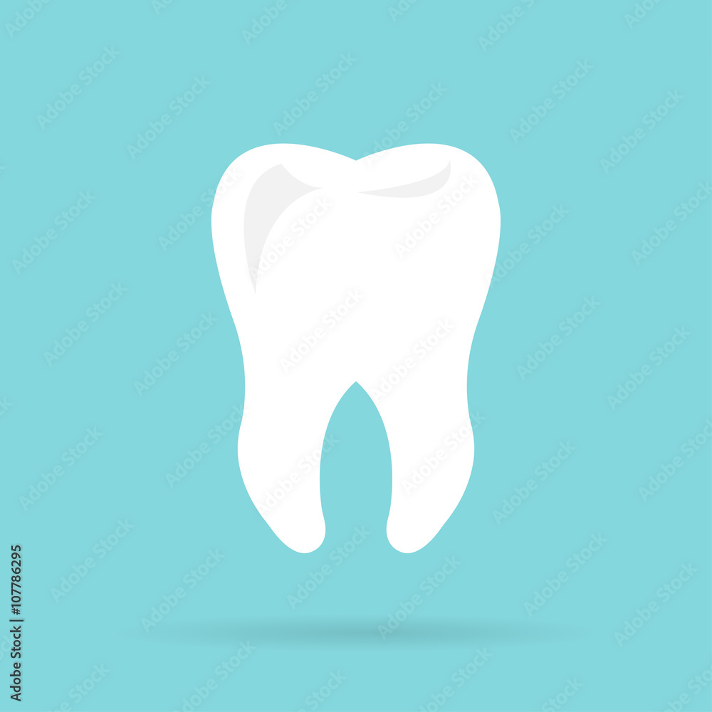Tooth icon with long shadow. Flat design style. Tooth icon with long shadow. Flat design style.