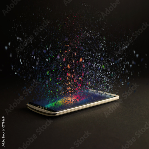 Smartphone detonation. Screen color bomb.