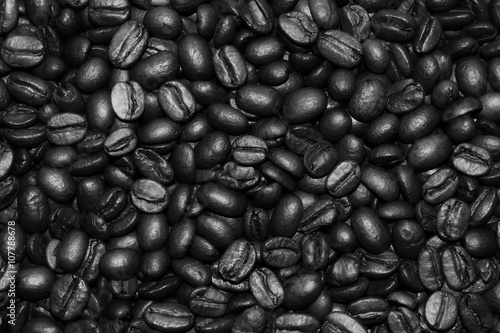 coffee beans black and white background and texture