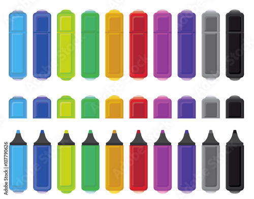 Set of colored markers in EPS 8 format