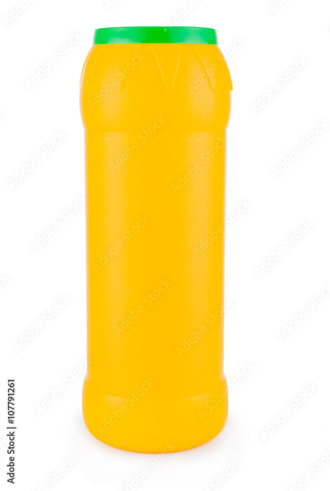 Yellow plastic bottle isolated on a white background Yellow plastic bottle isolated on a white background