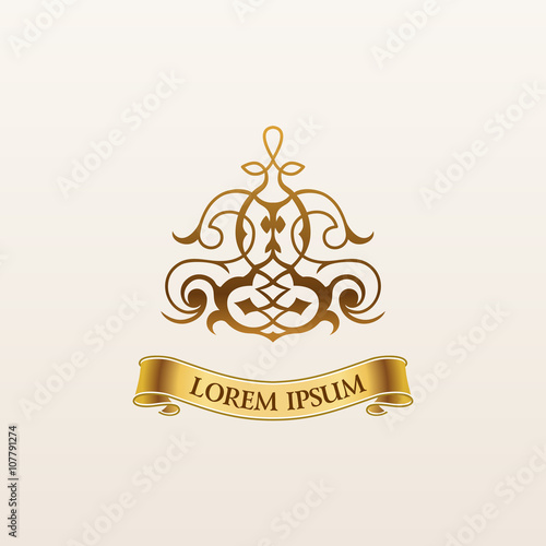 Vintage luxury vector gold emblem. Elegant Calligraphic logo