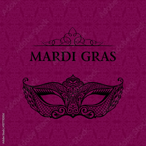 Beautiful mask of lace. Mardi Gras vector background