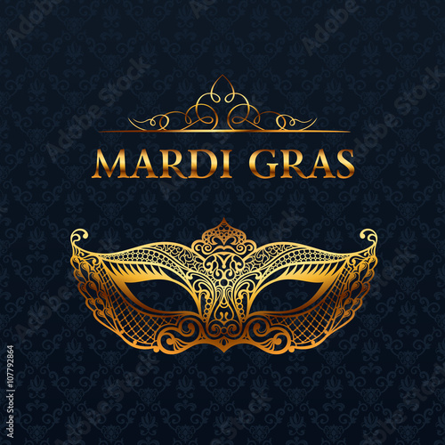 Beautiful mask of lace. Mardi Gras vector background