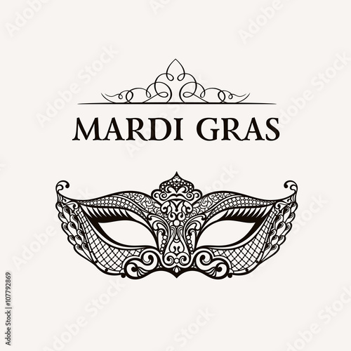 Beautiful mask of lace. Mardi Gras vector background