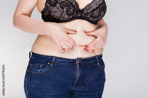 Womans fat belly