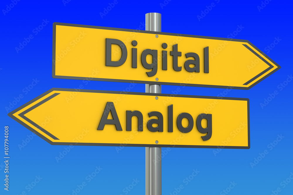 Digital vs Analog concept, 3D rendering Digital vs Analog concept, 3D rendering