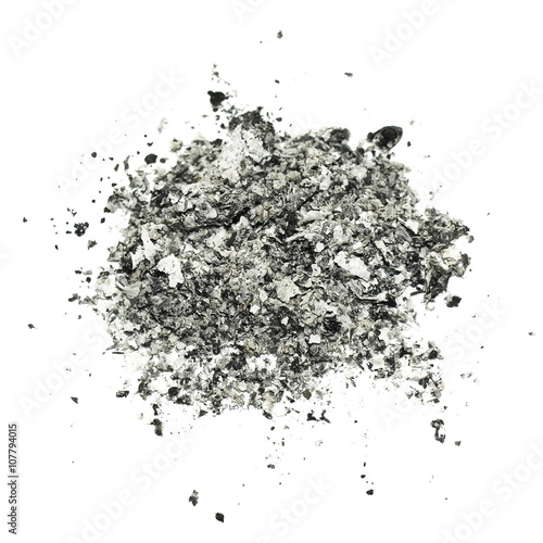 heap ash isolated on white background, texture