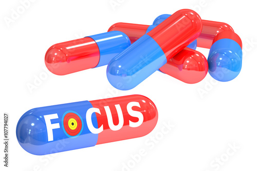 focus pills, 3D rendering