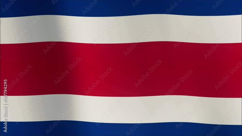 Flag of Costa Rica gently waving in the wind. Seamless loop with high quality fabric material. Flag of Costa Rica gently waving in the wind. Seamless loop with high quality fabric material.