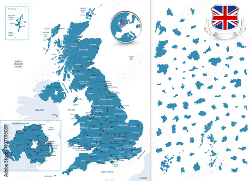 Great Britain Map with Regions