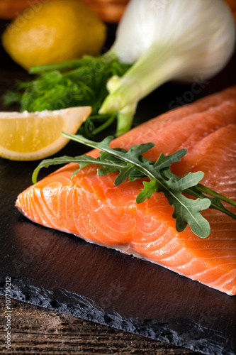 Salmon filet ready to cook.