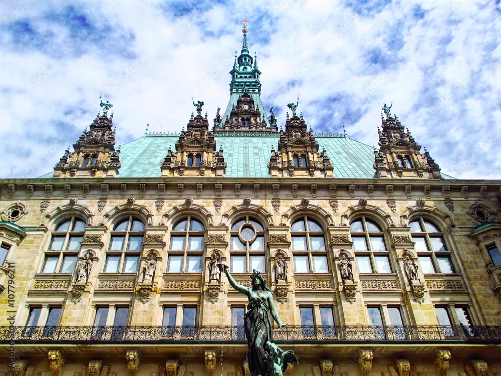 Close-up of Hamburg city hall - Rathaus. Germany