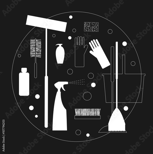 The tools of housecleaning in round frame- vector Illustration.
Broom, Silhouette, Cleaning, Cleaning Fluid, Cleaning Equipment
