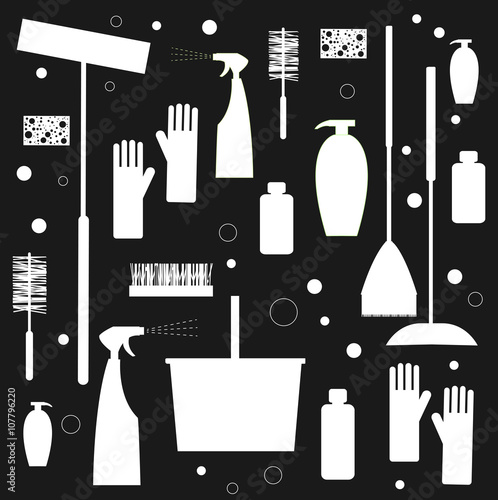 The tools of housecleaning – vector pattern.