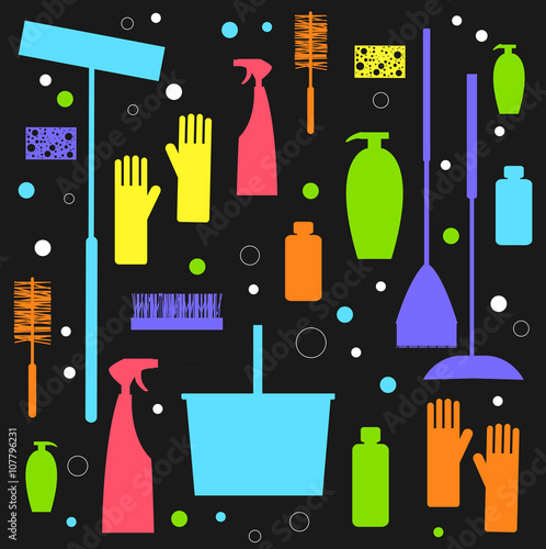 The tools of housecleaning – vector pattern.