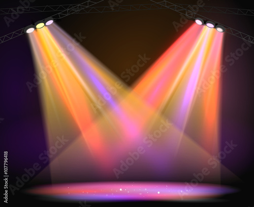 Background image of spotlights with stage in color 