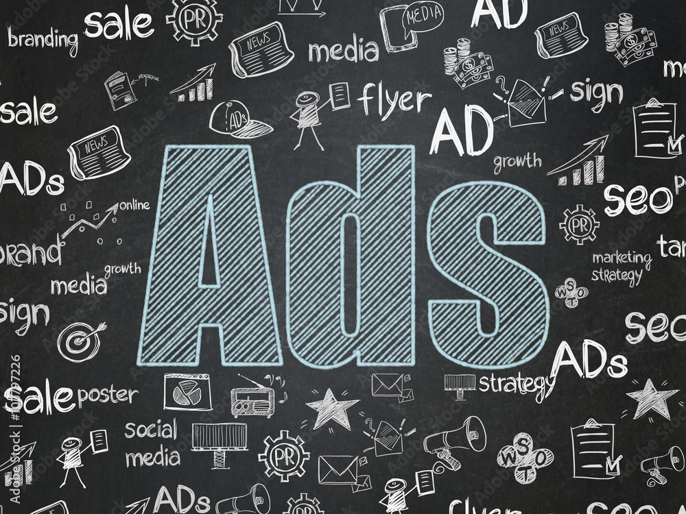 Marketing concept: Ads on School board background Marketing concept: Ads on School board background