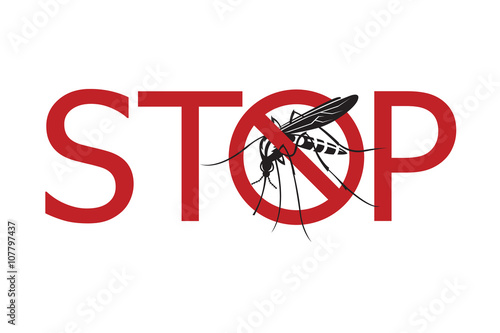 image of Zika virus alert with mosquito prohibited sign