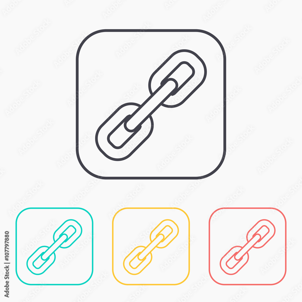 Chain link color icon set Chain link color icon set