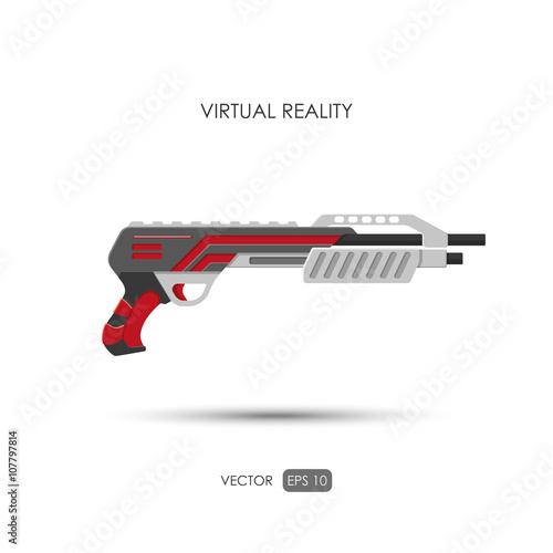 Shotgun. Gun for virtual reality system. Video game weapons. Vid