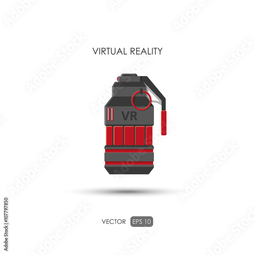 Grenade. Gun for virtual reality system. Video game weapons. Vid