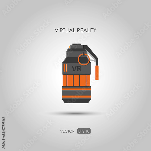 Grenade. Gun for virtual reality system. Video game weapons. Vid