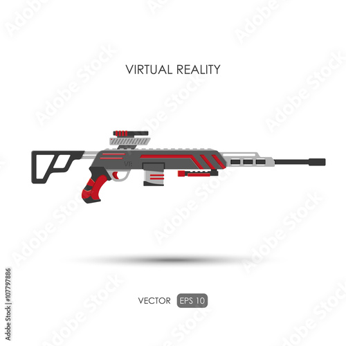 Sniper rifle. Gun for virtual reality system. Video game weapons
