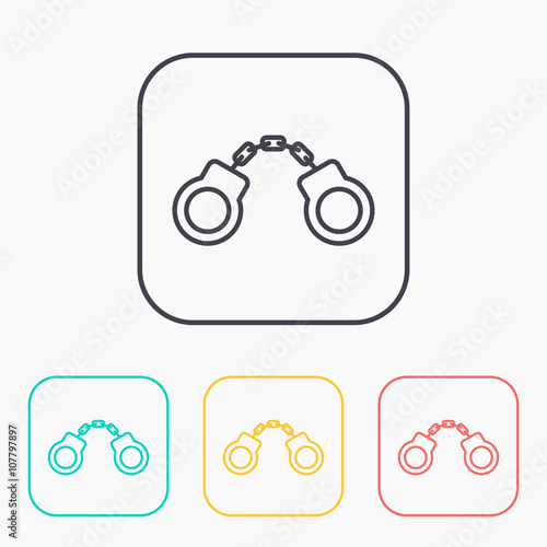 handcuffs color icon set