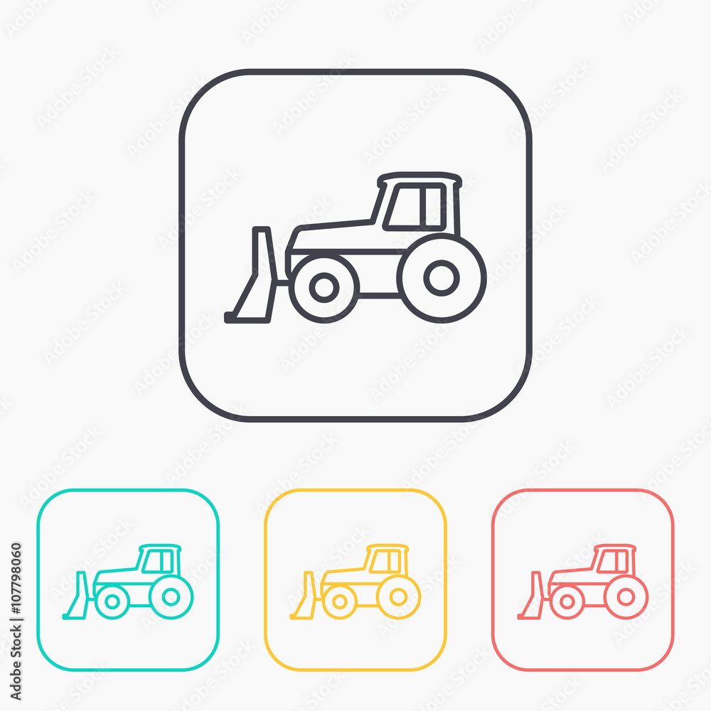 bulldozer color icon set bulldozer color icon set