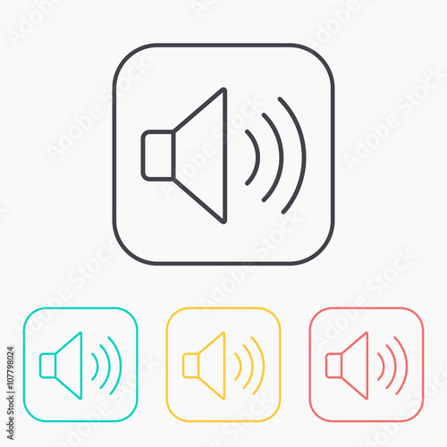 Speaker volume color icon set