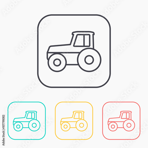 Tractor vector color icon set