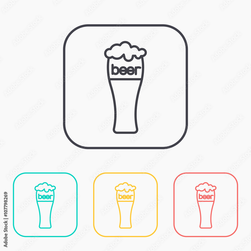 Beer glass color icon set