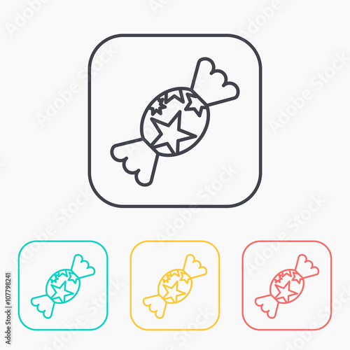 Candy with stars color icon set