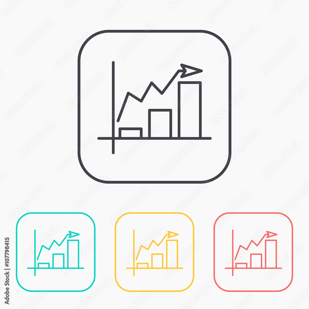 Growing bars graphic color icon set with rising arrow Growing bars graphic color icon set with rising arrow