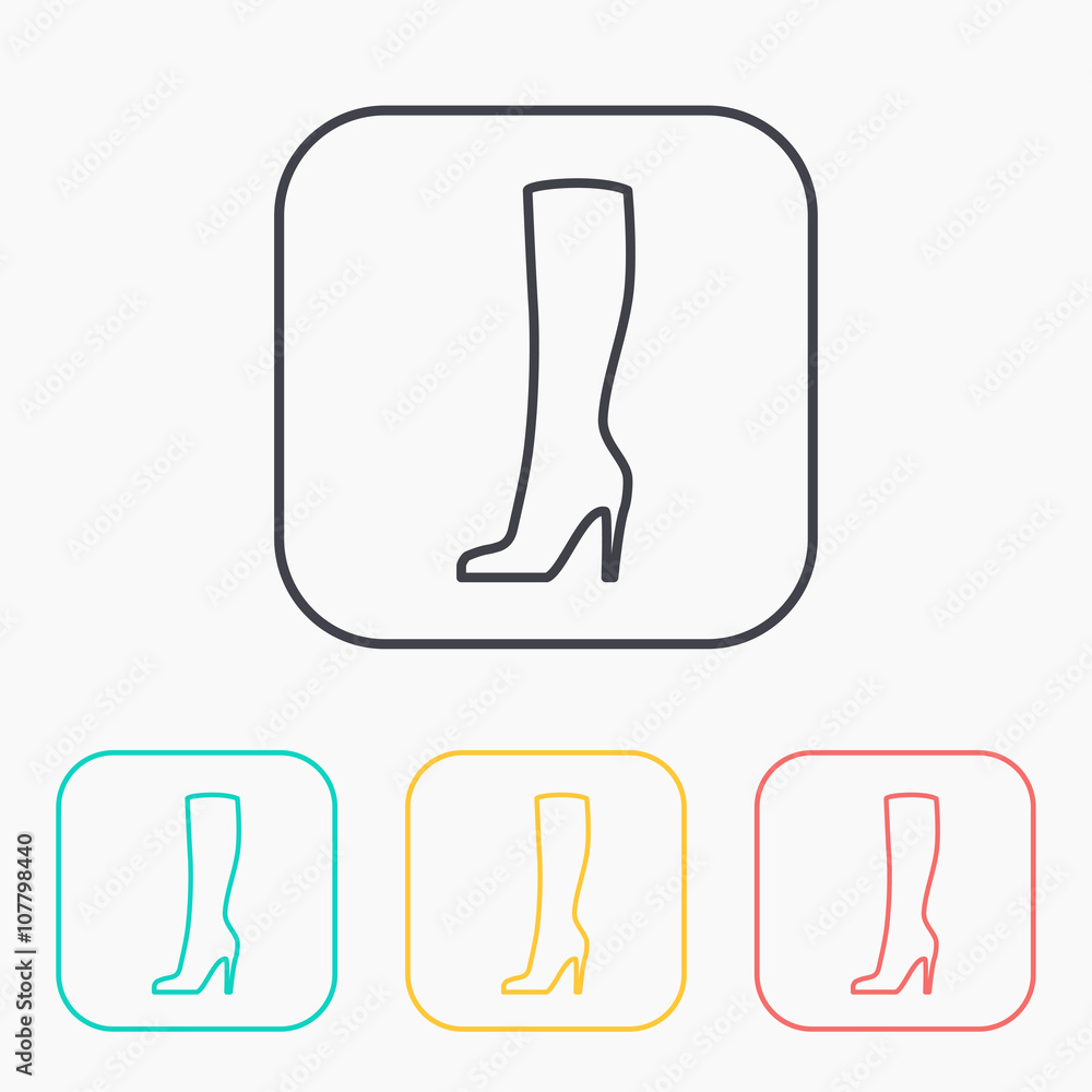 Woman boot color icon set