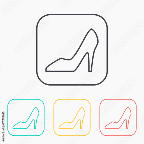Woman shoe color icon set