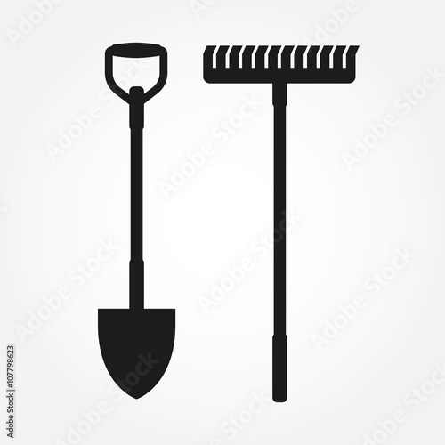 Shovel and rake icon