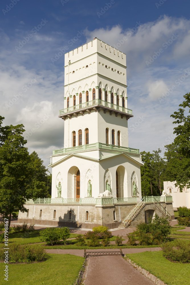 White Tower pavilion in Alexander park in Pushkin (Tsarskoye Selo), Saint-Petersburg, Russia