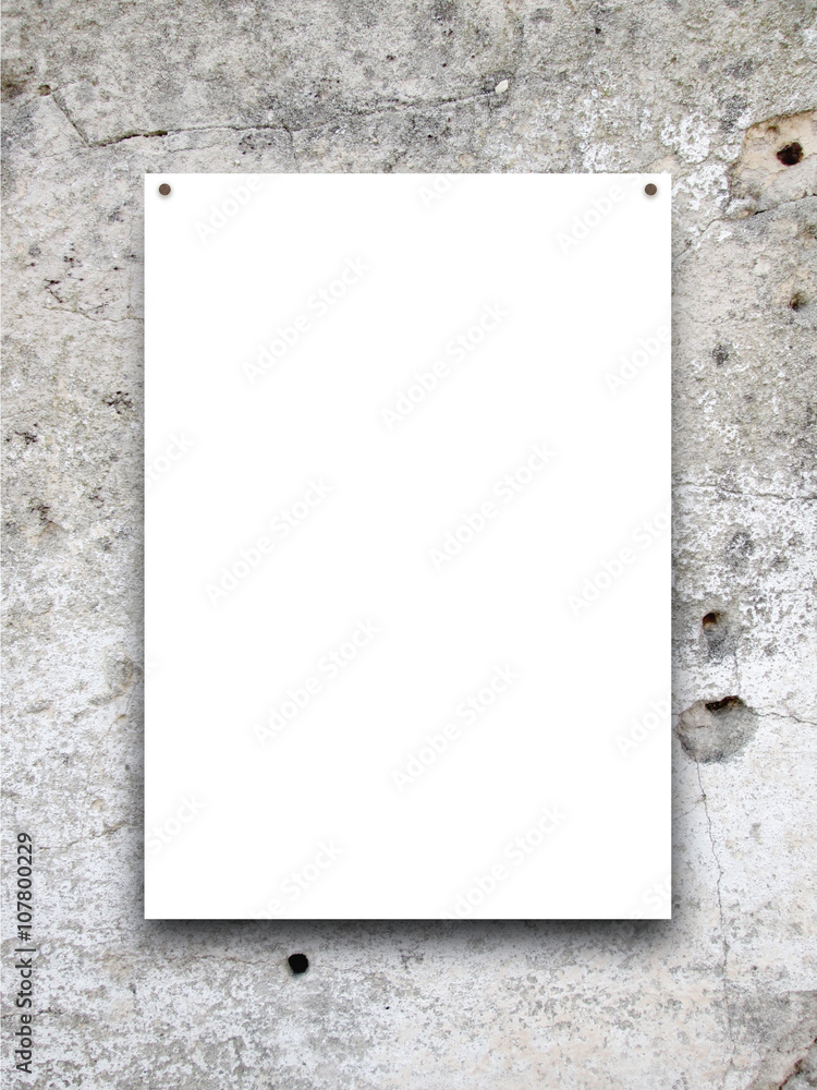 Close-up of one nailed blank frame on grey weathered wall background Close-up of one nailed blank frame on grey weathered wall background