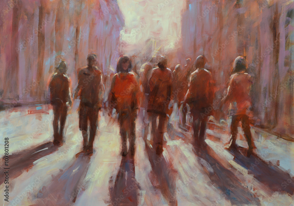 Walking peoples handmade painting Walking peoples handmade painting