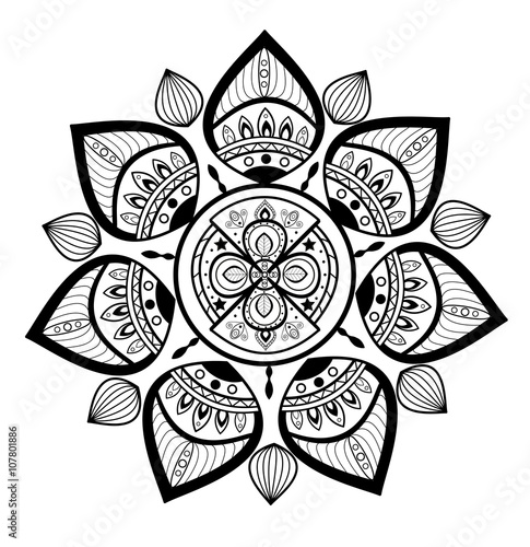 Black and white mandala vector for coloring, mandala in bianco e nero vettoriale da colorare