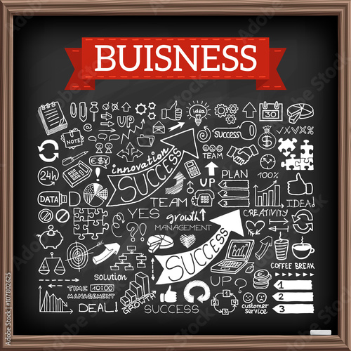 Hand drawn business icons set