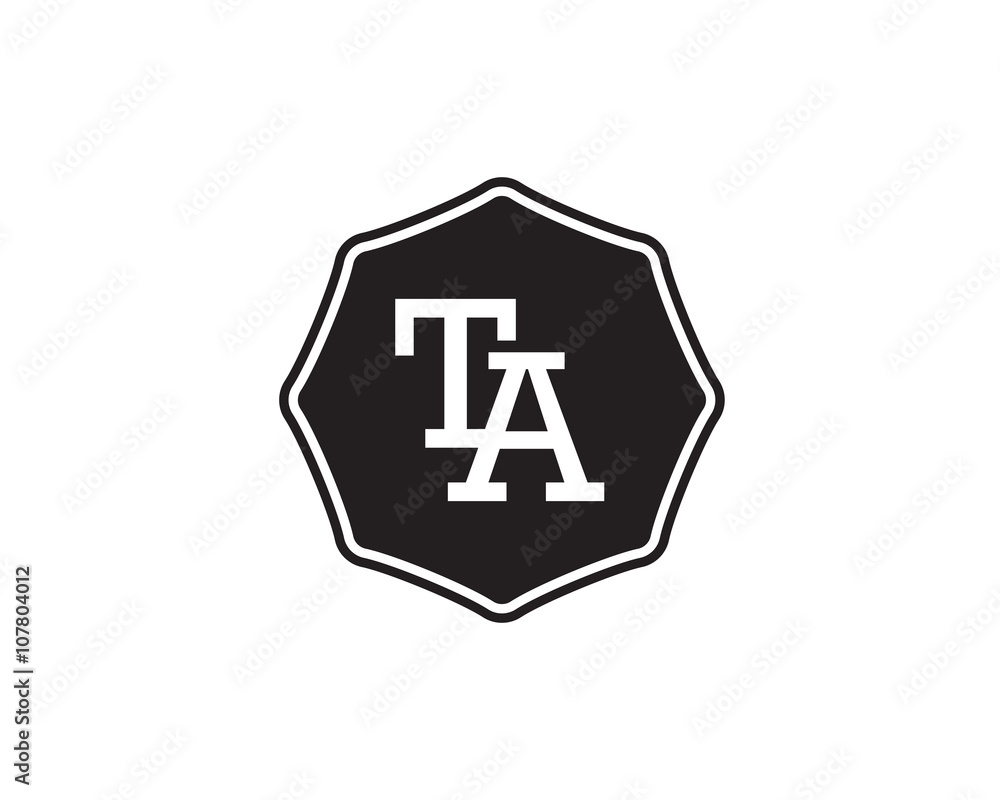 Obraz premium TA retro initial monogram letter logo. vintage label typography.