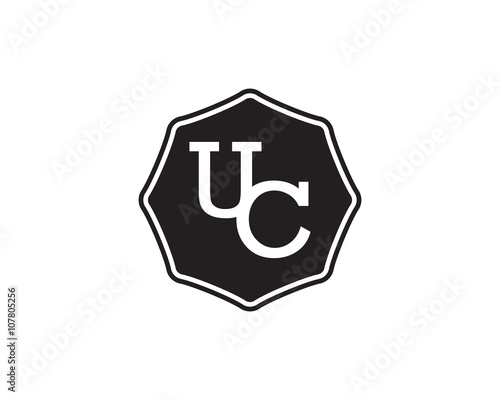 UC retro initial monogram letter logo. vintage label typography.