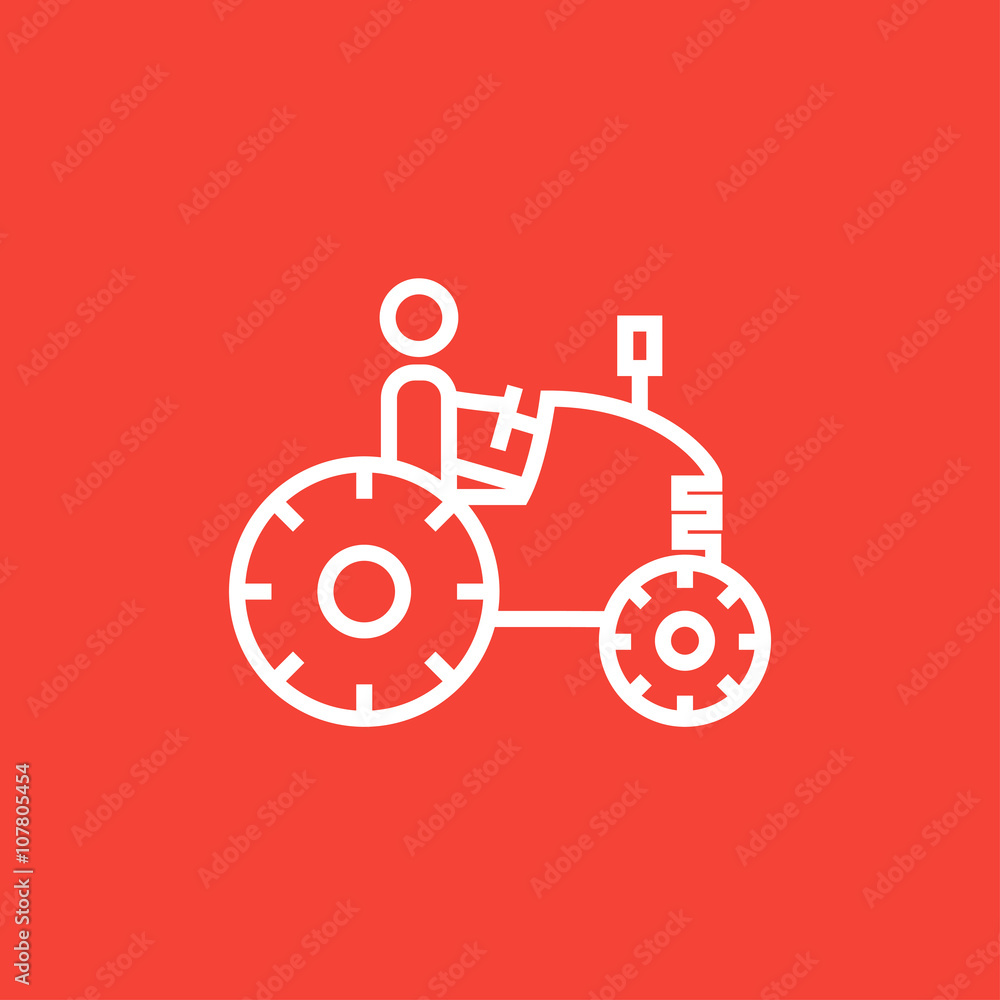 Man driving tractor line icon. Man driving tractor line icon.