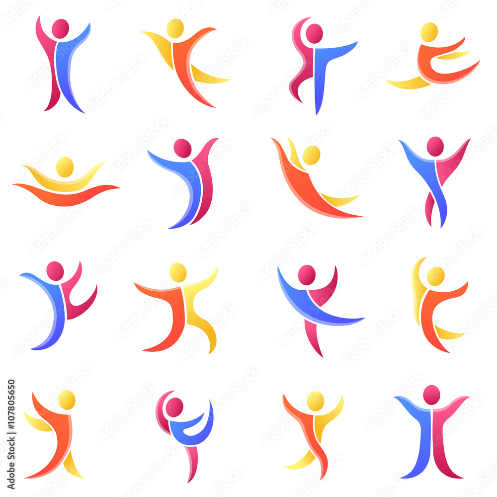 Silhouette different abstract people and twins icons Silhouette different abstract people and twins icons