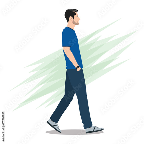 Side View of a Man Walking Forward