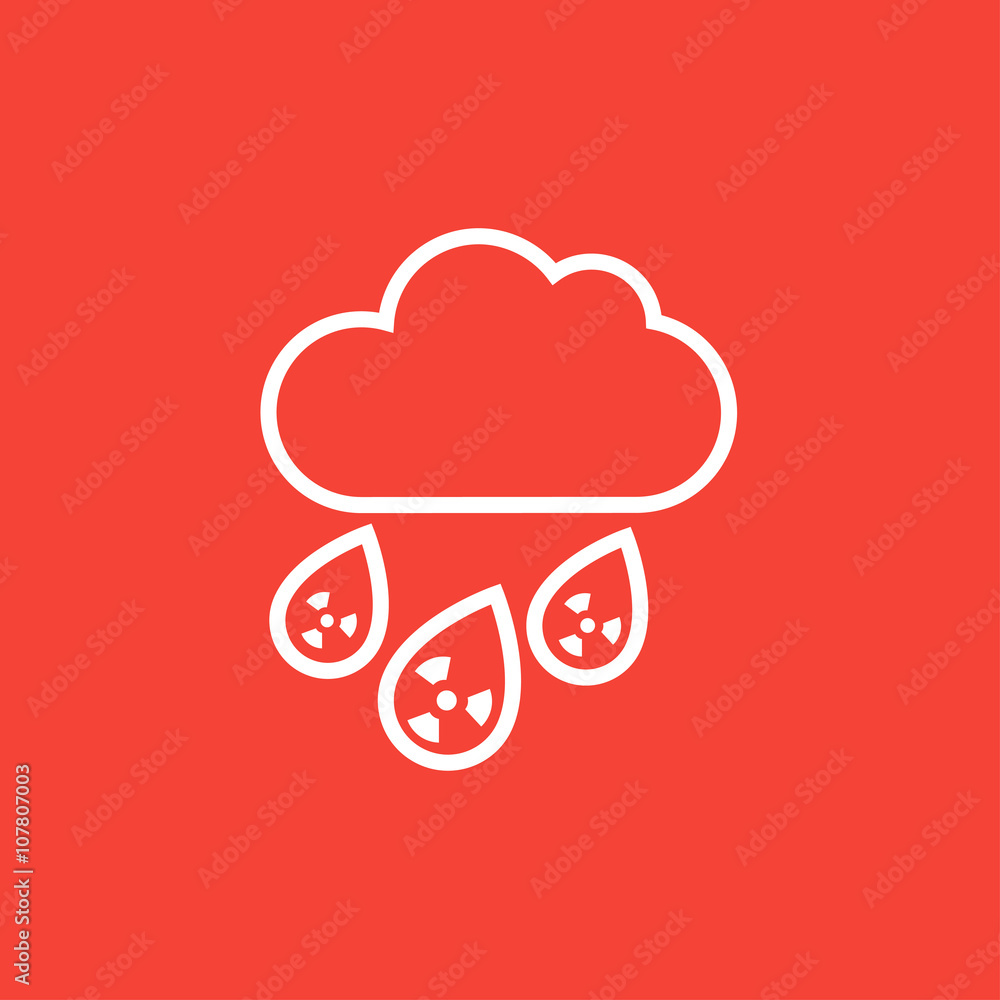 Radioactive cloud and rain line icon. Radioactive cloud and rain line icon.