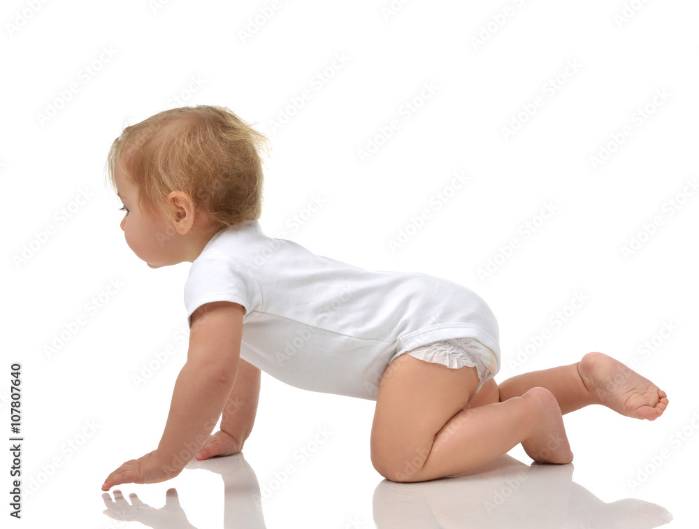 Infant child baby toddler sitting crawling happy smiling in in w Infant child baby toddler sitting crawling happy smiling in in w